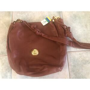 Vintage Firenze Peruzzi Florence Italian Leather Handbag in Brown Crossbody Tote